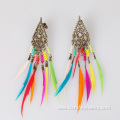 Rainbow Feather Earrings For Kids Metal Charm Ear Studs